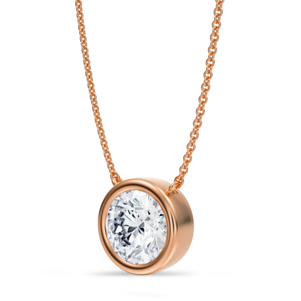 Round Lab Diamond Solitaire Pendant Necklace 14K Rose Gold (2.50ct)
