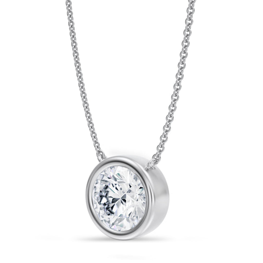 Round Lab Diamond Solitaire Pendant Necklace 14K White Gold (2.50ct)