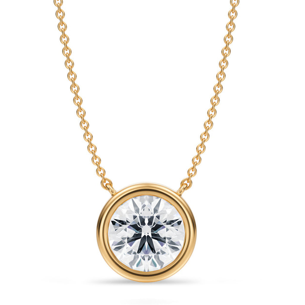 Round Lab Diamond Solitaire Pendant Necklace 14K Yellow Gold (2.50ct)