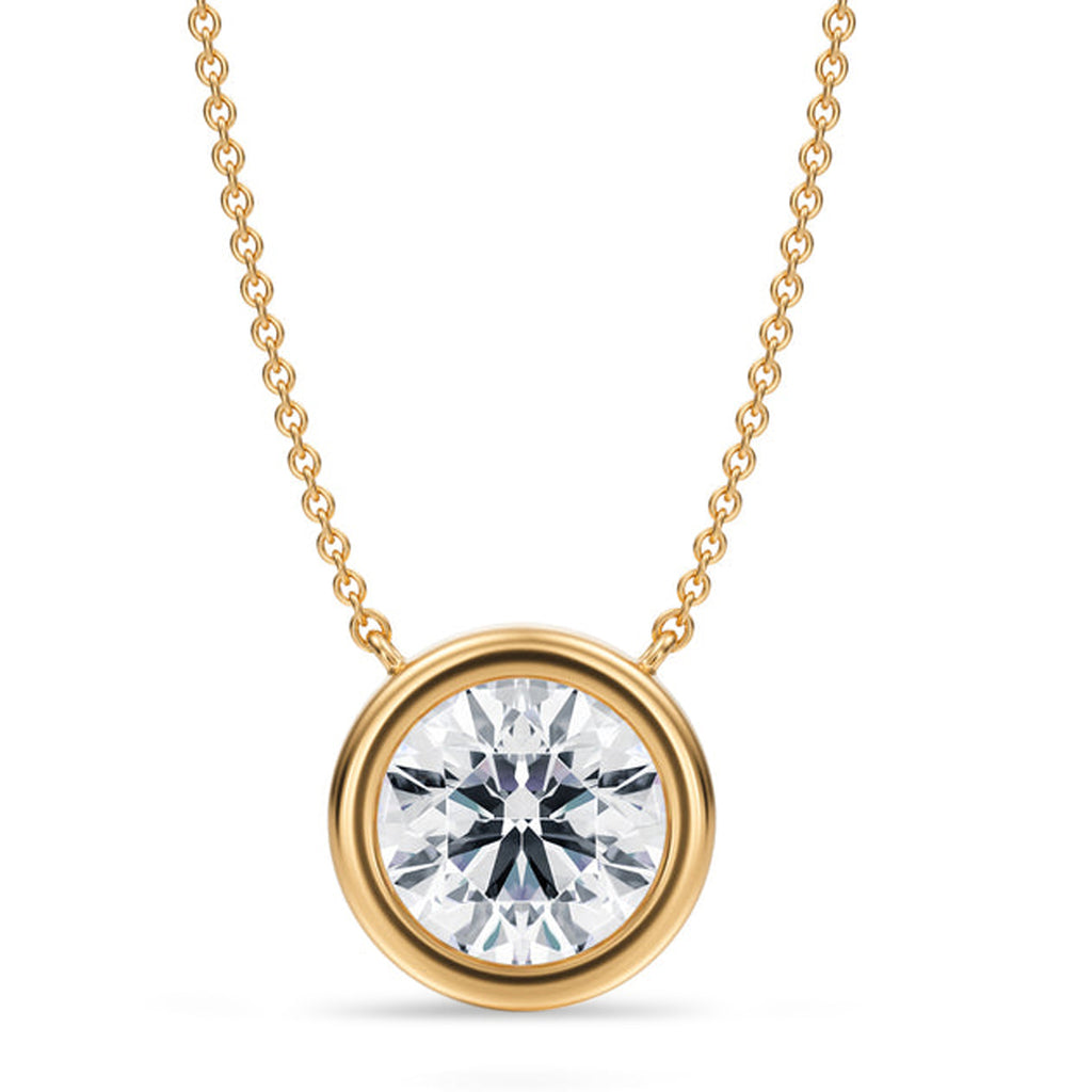 Round Lab Diamond Solitaire Pendant Necklace 14K Yellow Gold (3.00ct)