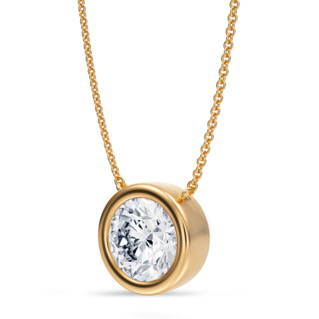 Round Lab Diamond Solitaire Pendant Necklace 14K Yellow Gold (3.00ct)