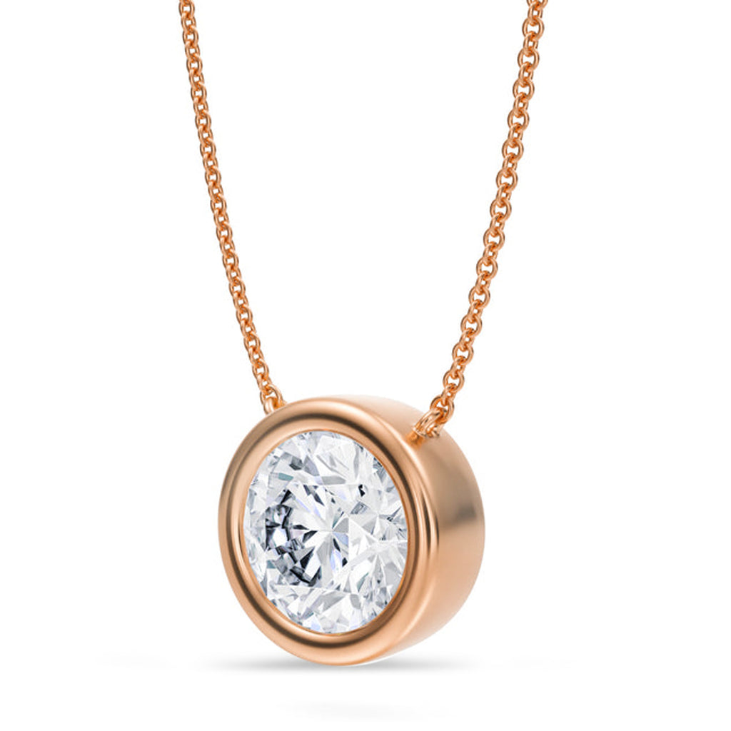 Round Lab Diamond Solitaire Pendant Necklace 14K Rose Gold (3.50ct)