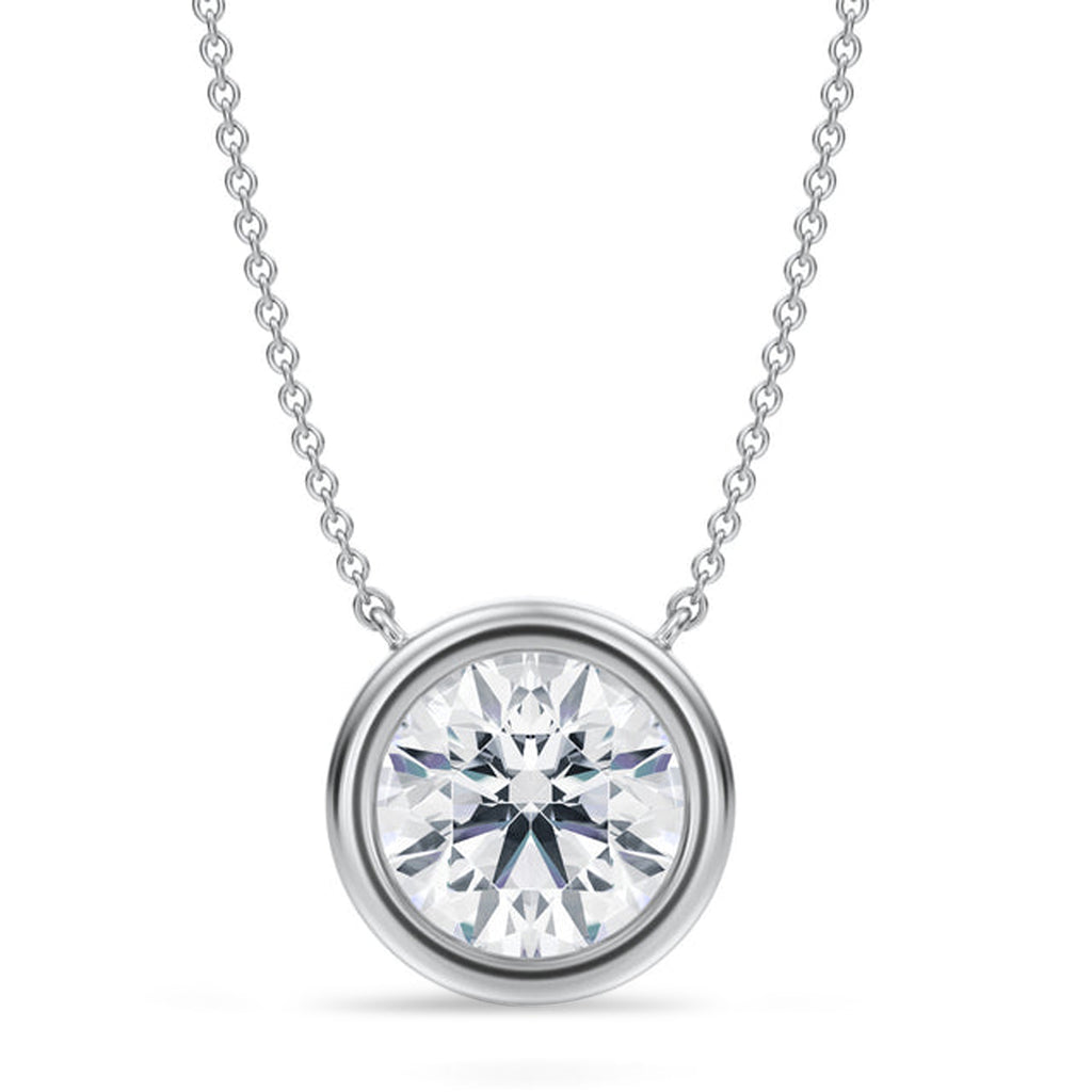 Round Lab Diamond Solitaire Pendant Necklace 14K White Gold (3.50ct)