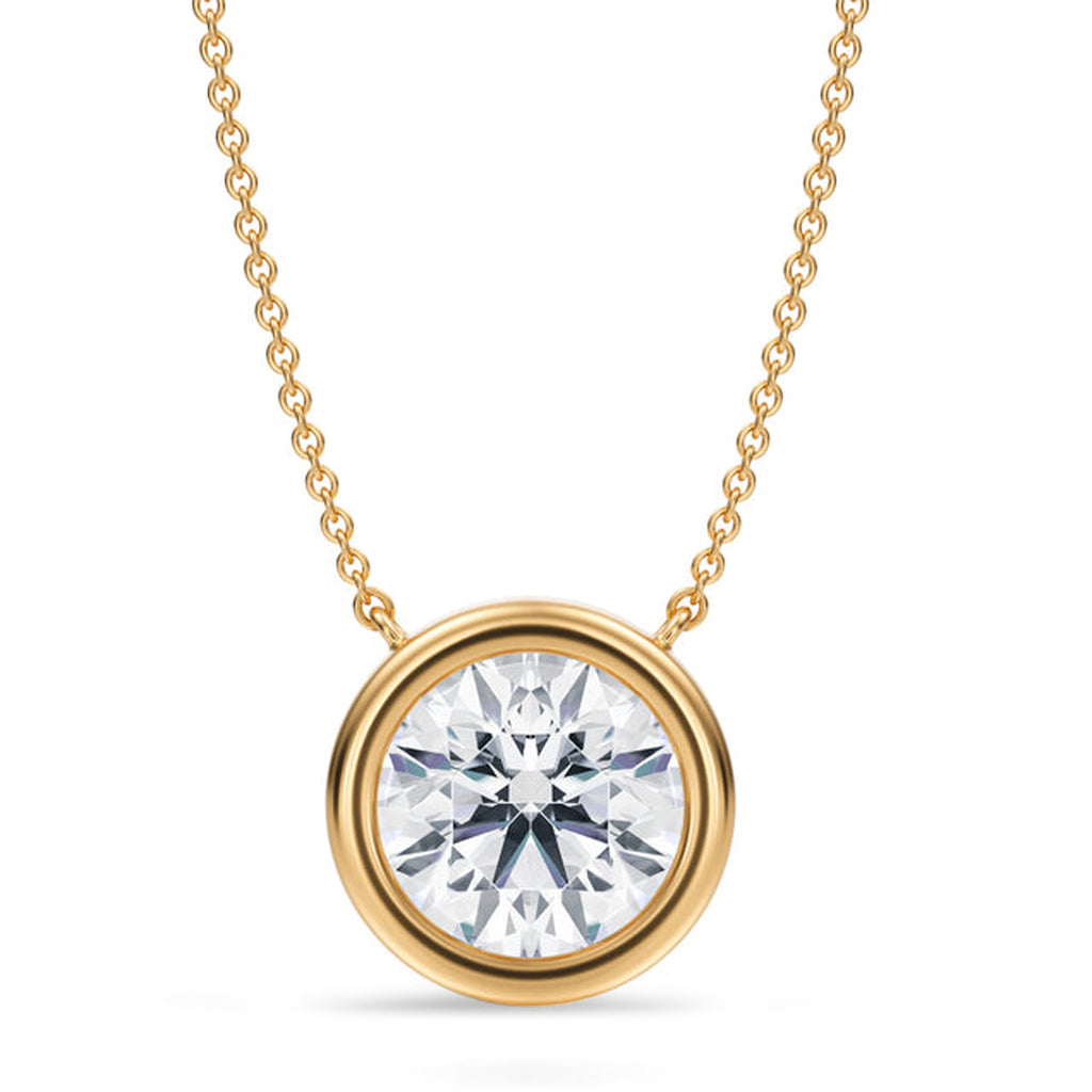 Round Lab Diamond Solitaire Pendant Necklace 14K Yellow Gold (3.50ct)