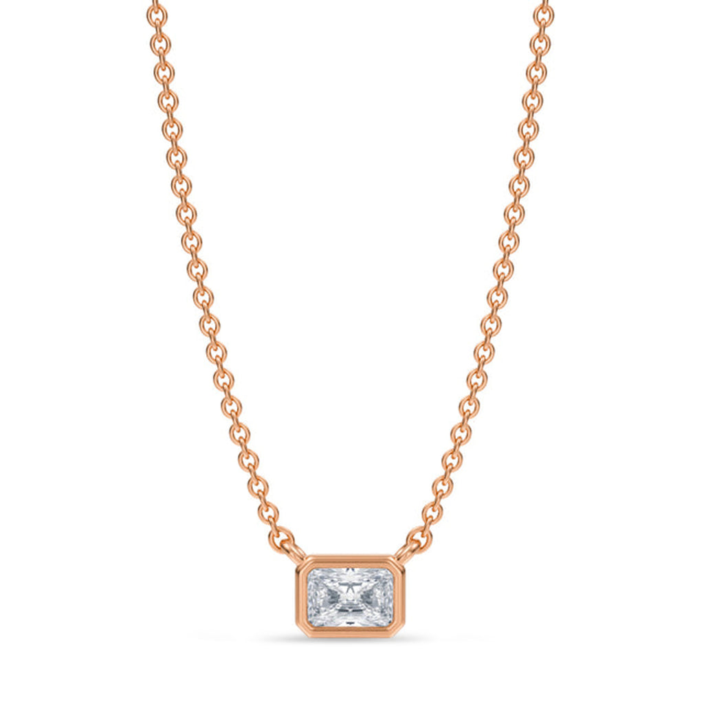 Radiant Lab Diamond Solitaire Pendant Necklace 14K Rose Gold (0.25ct)