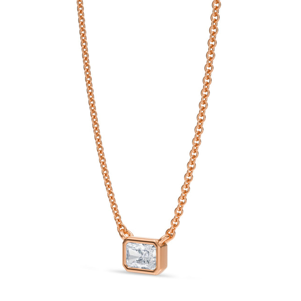Radiant Lab Diamond Solitaire Pendant Necklace 14K Rose Gold (0.25ct)