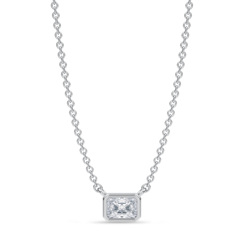 Radiant Lab Diamond Solitaire Pendant Necklace 14K White Gold (0.25ct)