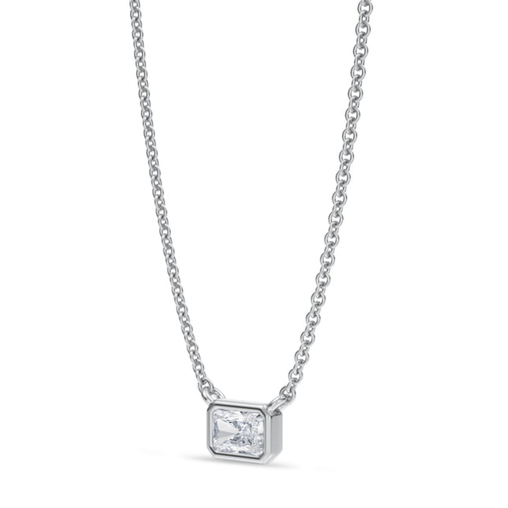 Radiant Lab Diamond Solitaire Pendant Necklace 14K White Gold (0.25ct)