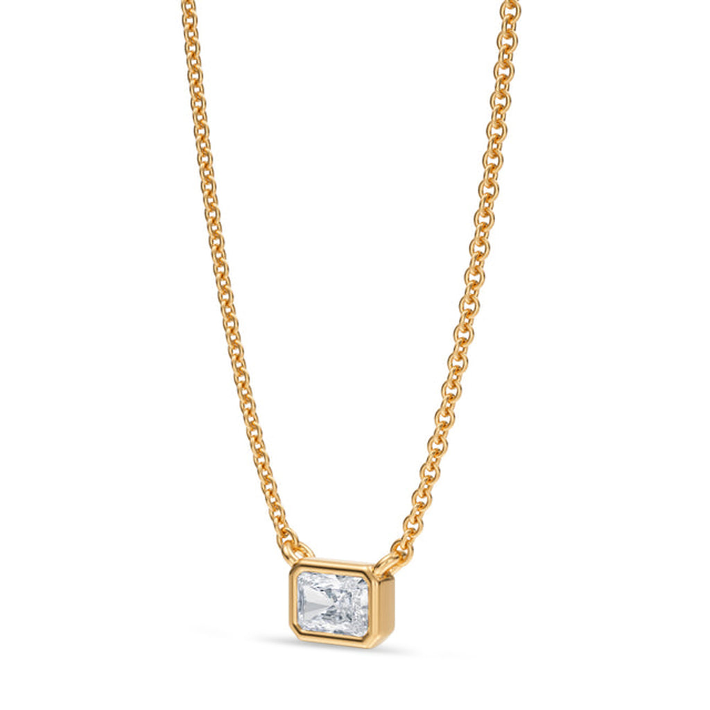 Radiant Lab Diamond Solitaire Pendant Necklace 14K Yellow Gold (0.25ct)