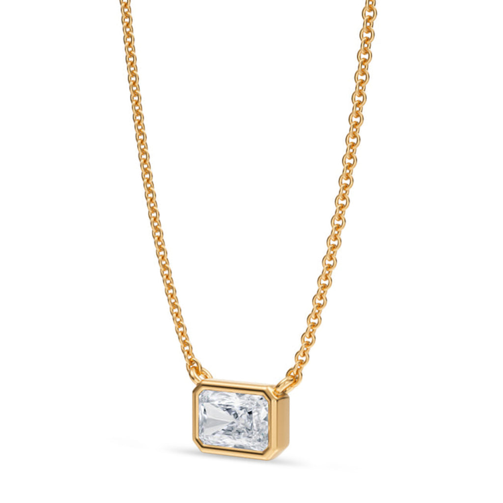 Radiant Lab Diamond Solitaire Pendant Necklace 14K Yellow Gold (0.50ct)