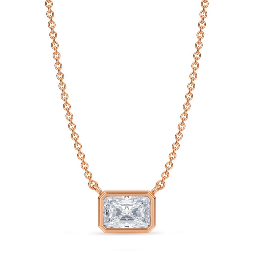 Radiant Lab Diamond Solitaire Pendant Necklace 14K Rose Gold (0.75ct)