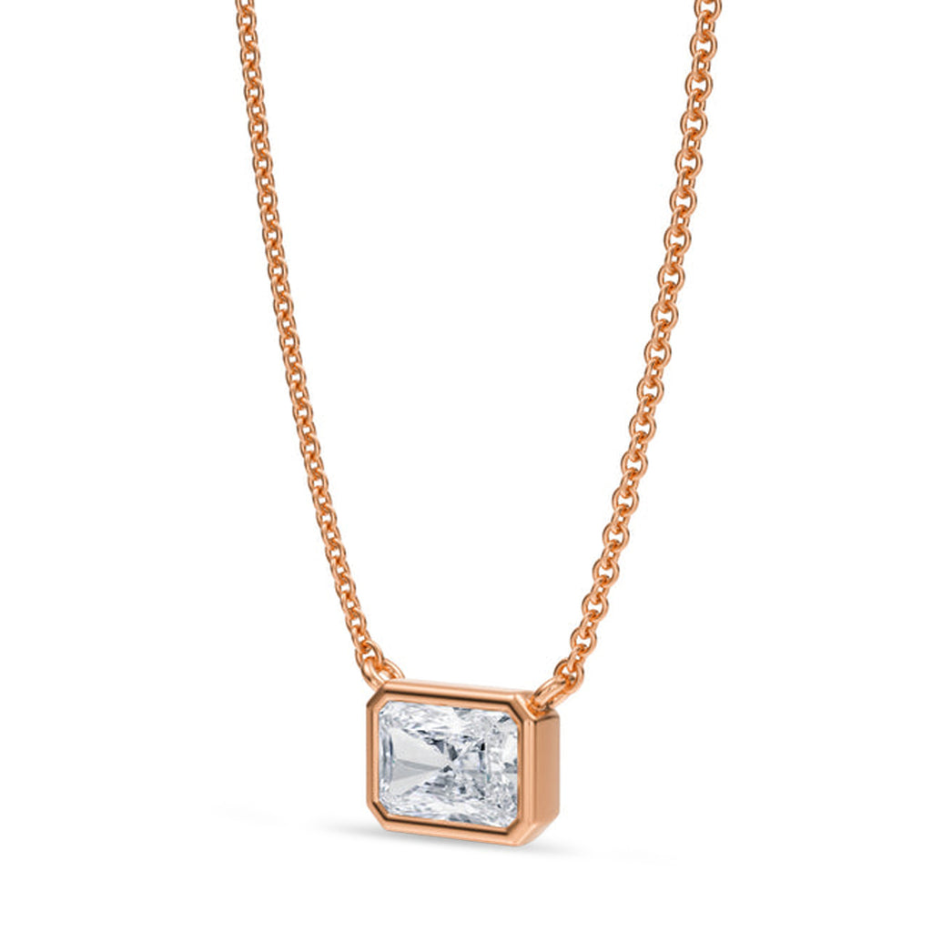 Radiant Lab Diamond Solitaire Pendant Necklace 14K Rose Gold (0.75ct)