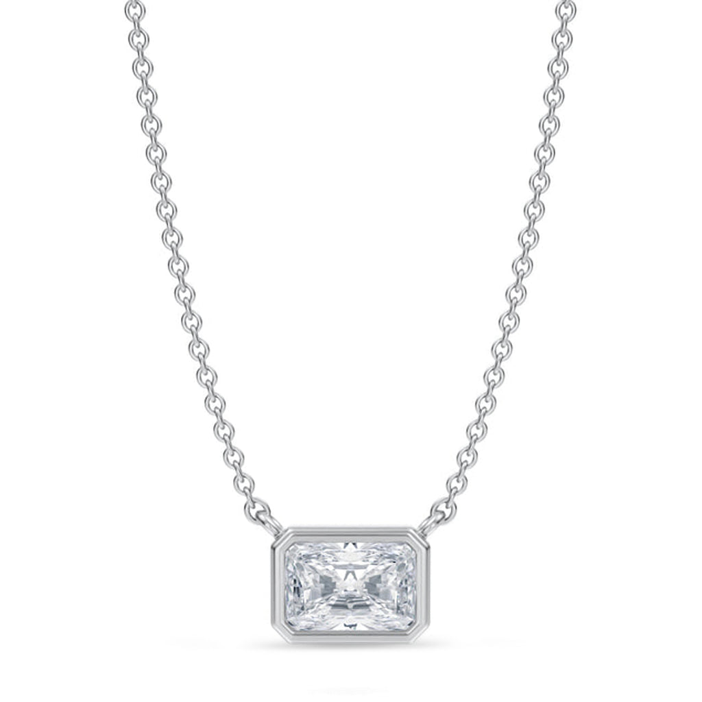 Radiant Lab Diamond Solitaire Pendant Necklace 14K White Gold (0.75ct)