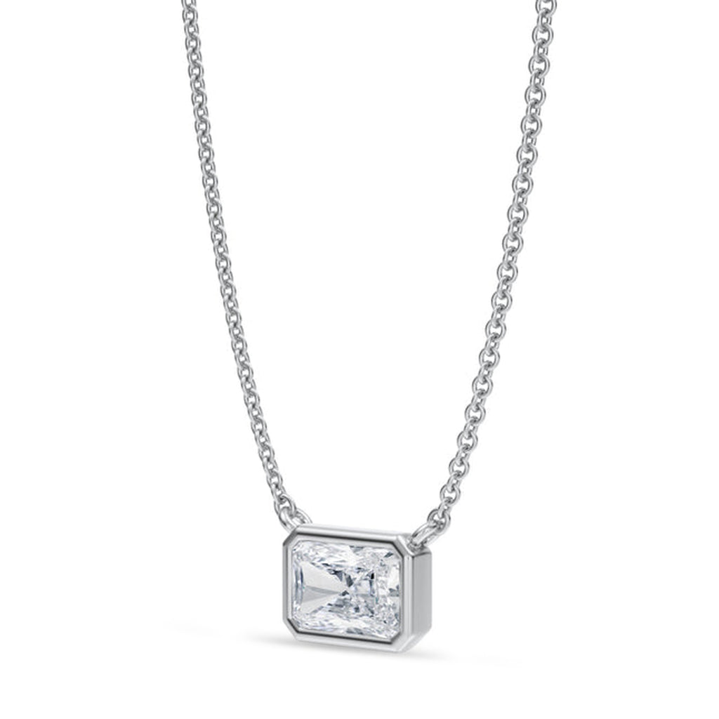 Radiant Lab Diamond Solitaire Pendant Necklace 14K White Gold (0.75ct)
