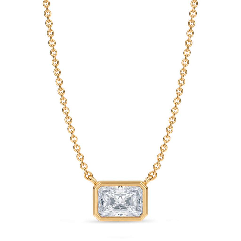 Radiant Lab Diamond Solitaire Pendant Necklace 14K Yellow Gold (0.75ct)