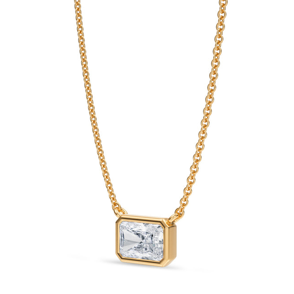 Radiant Lab Diamond Solitaire Pendant Necklace 14K Yellow Gold (0.75ct)