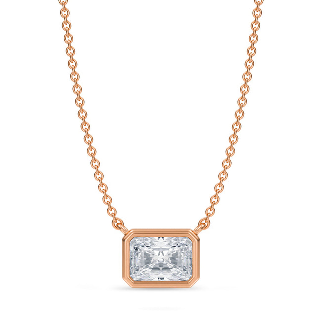 Radiant Lab Diamond Solitaire Pendant Necklace 14K Rose Gold (1.00ct)