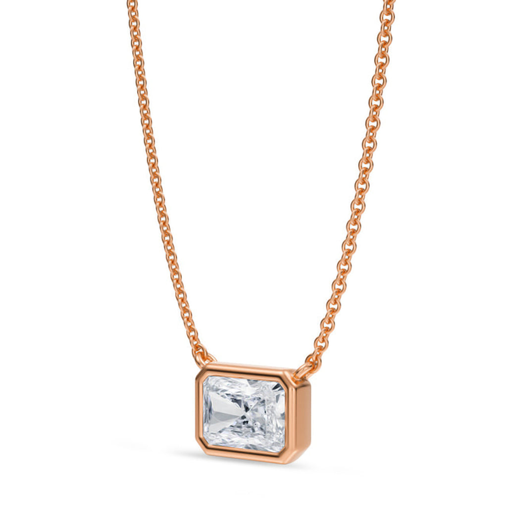 Radiant Lab Diamond Solitaire Pendant Necklace 14K Rose Gold (1.00ct)
