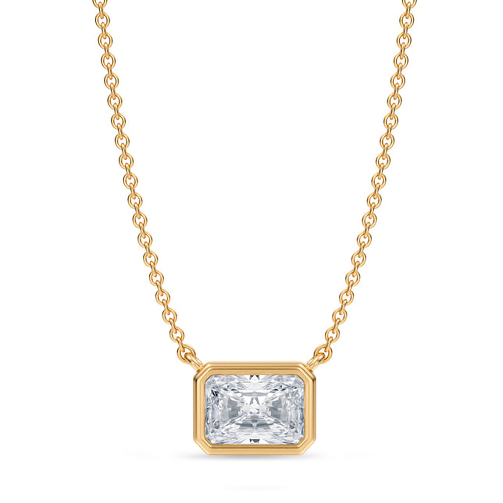 Radiant Lab Diamond Solitaire Pendant Necklace 14K Yellow Gold (1.00ct)