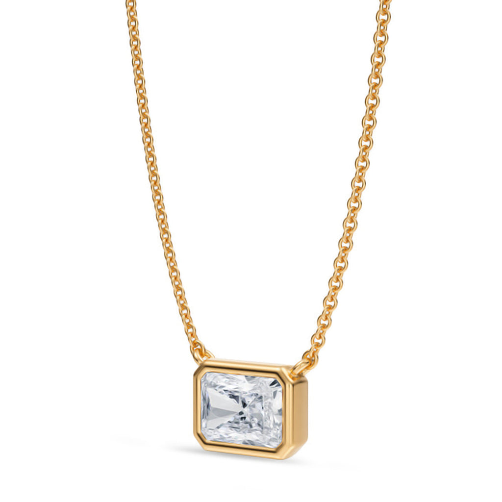 Radiant Lab Diamond Solitaire Pendant Necklace 14K Yellow Gold (1.00ct)