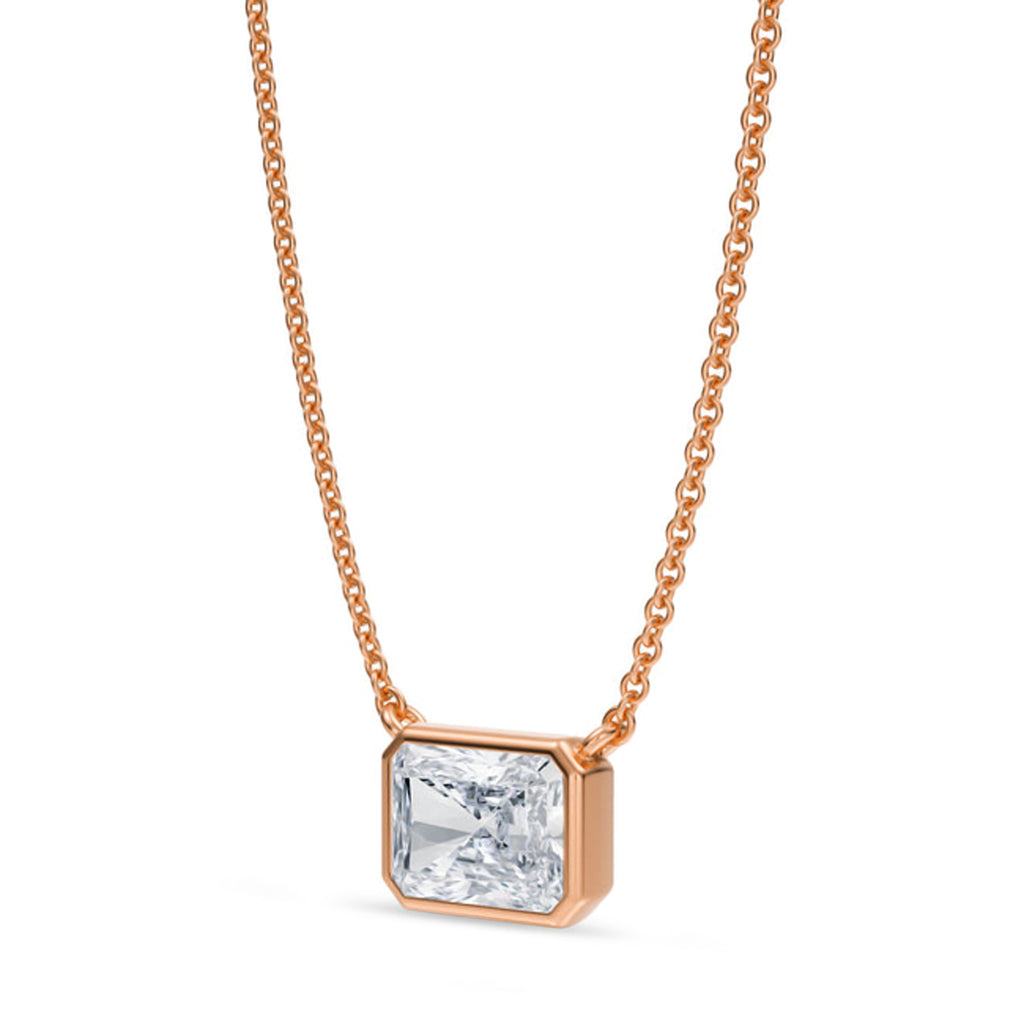 Radiant Lab Diamond Solitaire Pendant Necklace 14K Rose Gold (1.50ct)