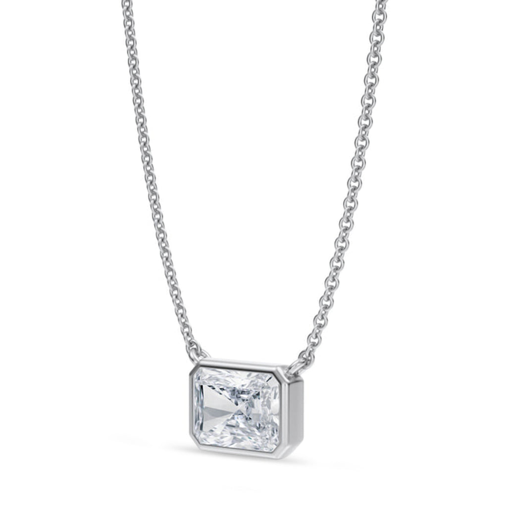 Radiant Lab Diamond Solitaire Pendant Necklace 14K White Gold (1.50ct)
