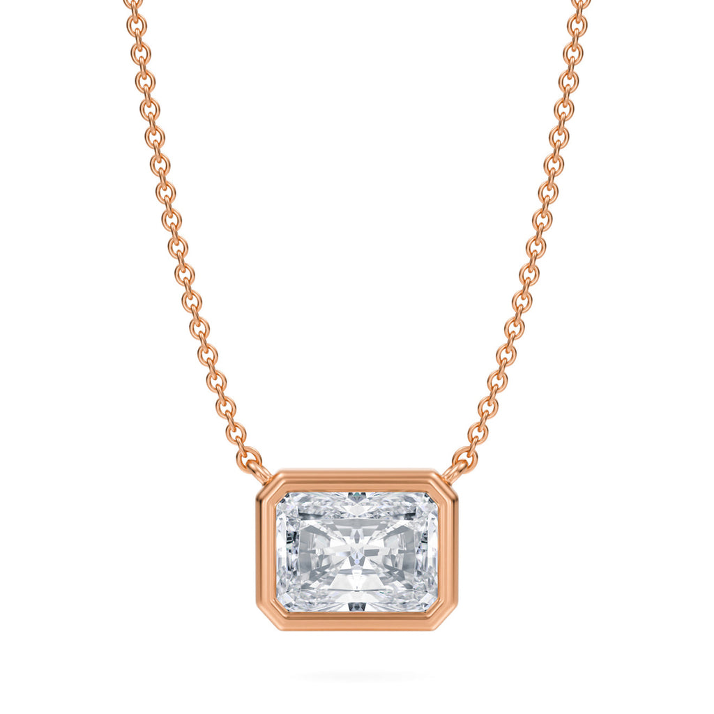 Radiant Lab Diamond Solitaire Pendant Necklace 14K Rose Gold (2.00ct)