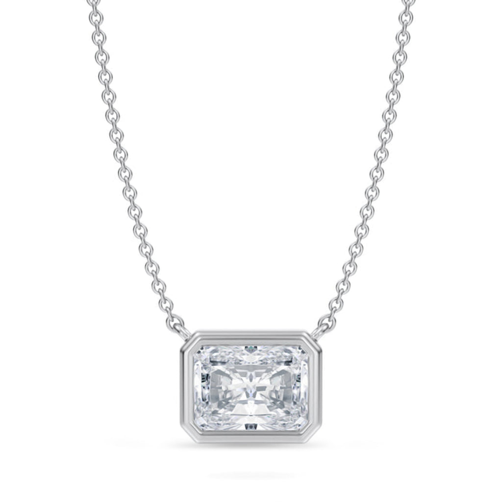 Radiant Lab Diamond Solitaire Pendant Necklace 14K White Gold (2.00ct)
