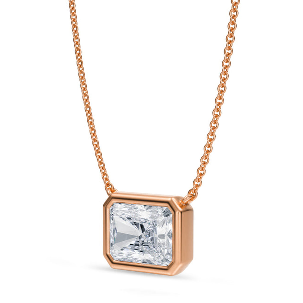 Radiant Lab Diamond Solitaire Pendant Necklace 14K Rose Gold (2.50ct)