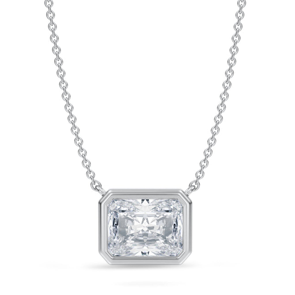 Radiant Lab Diamond Solitaire Pendant Necklace 14K White Gold (2.50ct)