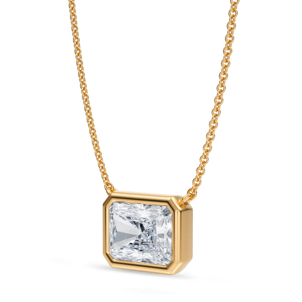 Radiant Lab Diamond Solitaire Pendant Necklace 14K Yellow Gold (2.50ct)
