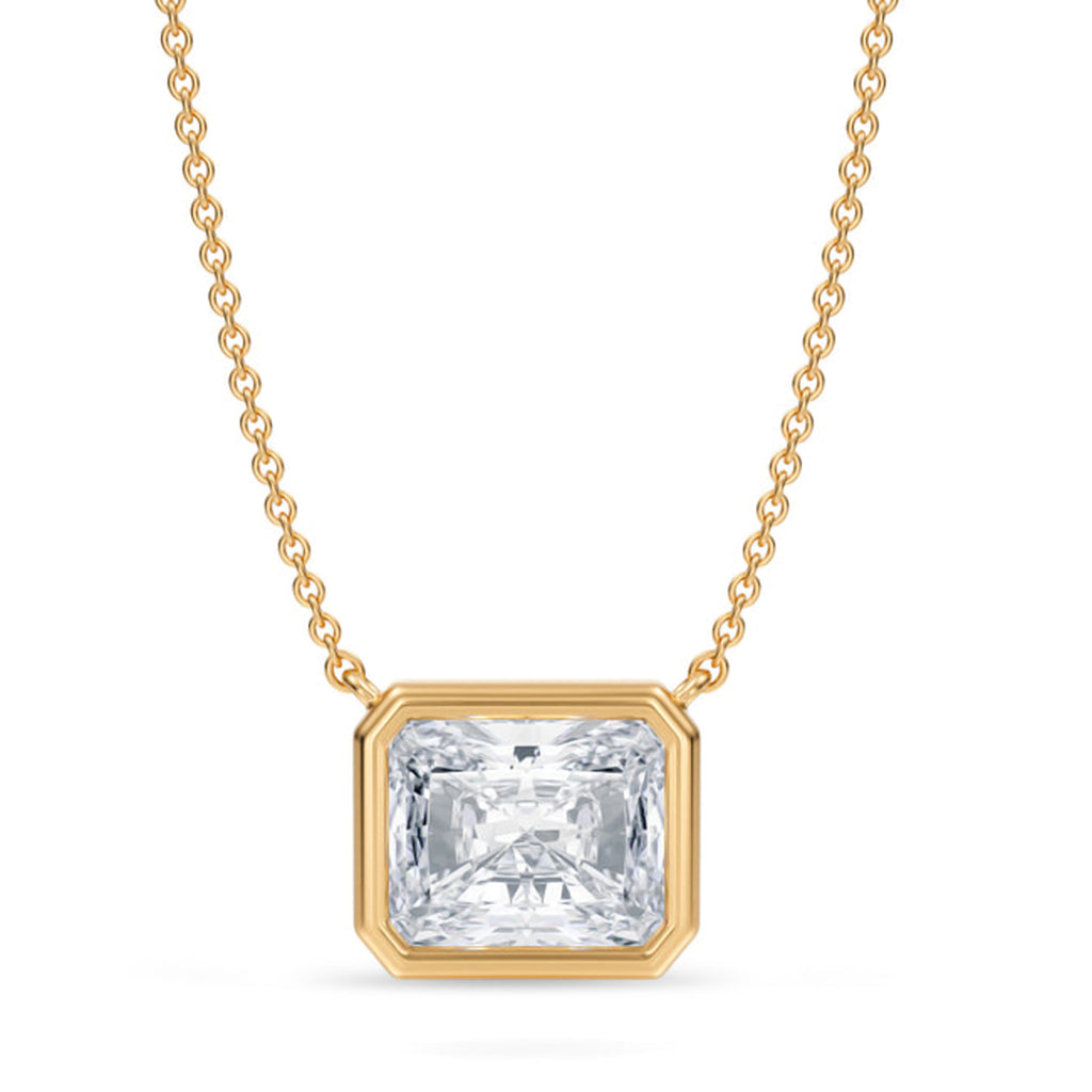 Radiant Lab Diamond Solitaire Pendant Necklace 14K Yellow Gold (3.00ct)