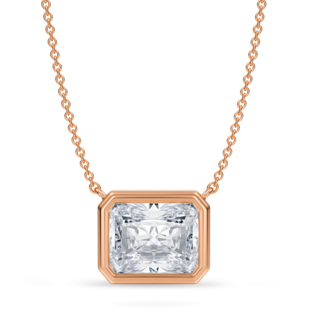 Radiant Lab Diamond Solitaire Pendant Necklace 14K Rose Gold (3.50ct)