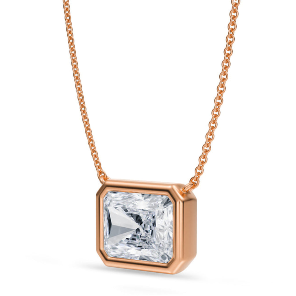 Radiant Lab Diamond Solitaire Pendant Necklace 14K Rose Gold (3.50ct)