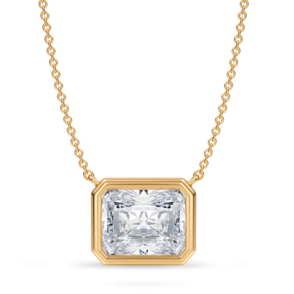 Radiant Lab Diamond Solitaire Pendant Necklace 14K Yellow Gold (3.50ct)