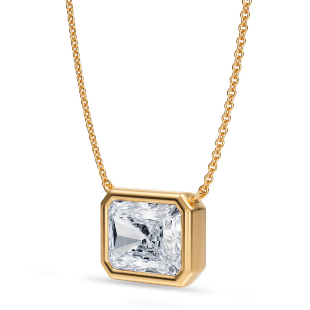 Radiant Lab Diamond Solitaire Pendant Necklace 14K Yellow Gold (3.50ct)