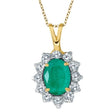 Lab Emerald & Lab Diamond Accented Pendant Necklace 14k Yellow Gold (1.50ctw)
