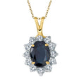 Lab Blue Sapphire & Lab Diamond Accented Pendant 14k Yellow Gold (1.70ctw)