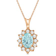 Aquamarine & Diamond Accented Pendant Necklace 14k Rose Gold (1.70ctw)