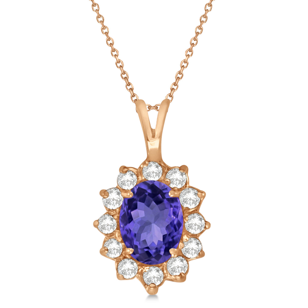 Tanzanite & Diamond Accented Pendant Necklace 14k Rose Gold (1.70ctw)