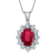 Lab Ruby & Lab Diamond Accented Pendant Necklace 14k White Gold (1.80ctw)