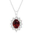 Garnet & Diamond Accented Pendant Necklace 14k White Gold (1.70ctw)