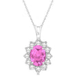 Pink Sapphire & Diamond Accented Pendant Necklace 14k White Gold (1.70ctw)