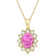 Lab Pink Sapphire & Lab Diamond Accented Pendant Necklace 14k Yellow Gold (1.70ctw)