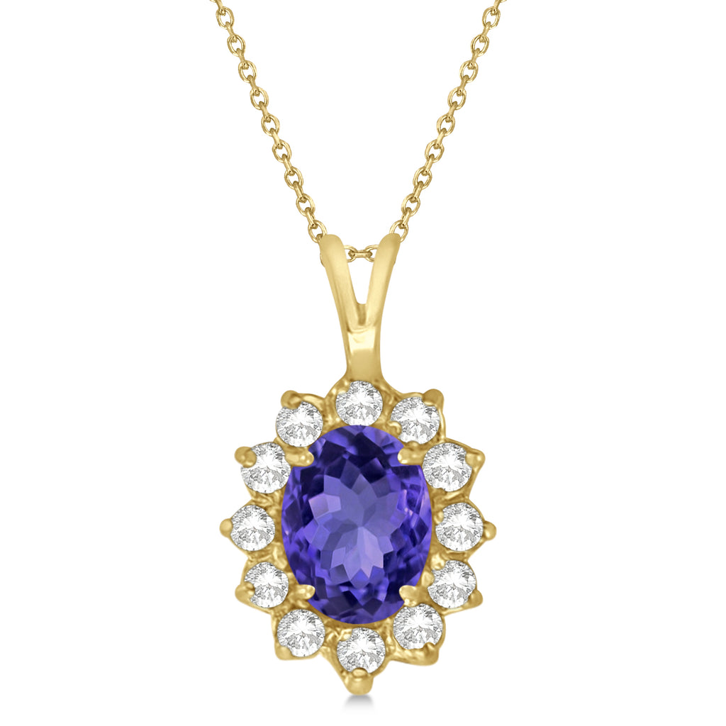 Tanzanite & Diamond Accented Pendant Necklace 14k Yellow Gold (1.70ctw)