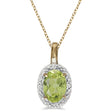 Halo Oval Peridot & Diamond Pendant Necklace 14k Yellow Gold (0.55ctw)