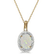 Halo Oval Opal & Diamond Pendant Necklace 14k Yellow Gold (0.55ctw)