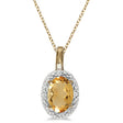 Oval Citrine & Diamond Pendant Necklace 14k Yellow Gold (0.47tcw)