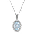 Oval Aquamarine & Diamond Pendant Necklace 14k White Gold (0.40ctw)
