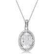 Oval White Topaz & Diamond Pendant Necklace 14k White Gold (0.60ctw)